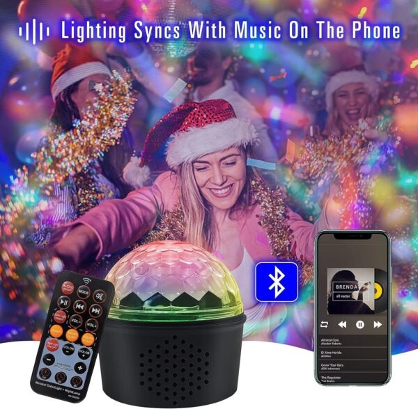 Disco Ball Light Party Lamp Sound Activated Storbe Light with Remote Control Bluetooth Music Speaker Timing Led RGB Dance lightshow Home Party Kid Birthday Wedding Show Club Pub Xmas Boy Toy Gift