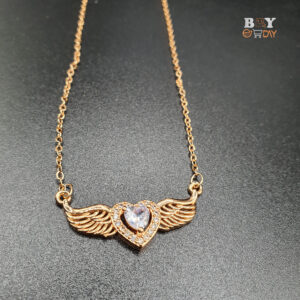 Winged Heart Flying Heart Angel Necklace Gold Tone
