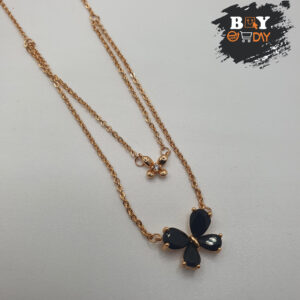 Black Butterfly Charm Necklace Pendant with Double Chain