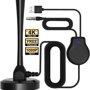 TV Antenna, Amplified Digital HD TV Antenna Indoor for Smart TV Support 4K 1080P Television and TV's Outdoor HDTV Amplifier Booster for Local Channels 150 Miles Long Range - Magnetic Base&Coax Cable