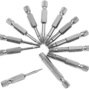 Bestgle 12pcs T5-T40 Torx Head Screwdriver Bit Set 1/4 Inch Hex Shank Security Tamper Proof Magnetic Torx Bit Screw Driver Kit Tool, 50mm