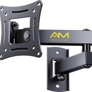 Alphamount TV Wall Bracket Swivel Tilt for 13-30 inch TV & Monitor up to 15 kg, Full Motion Single Monitor Arm TV Wall Mount for Corner, Max VESA 75x75-100x100mm, APXSF2-E