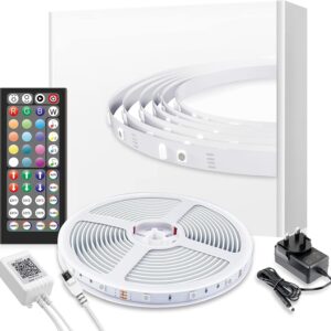 Mexllex LED Strip Lights with Remote 15m, Color Changing LED Lights for Bedroom, 5050 RGB LED String Lights with 44 Keys Remote, Music Sync Strip Lights for Home Bar TV Kitchen Party (1 roll of 15M) [Energy Class A+]