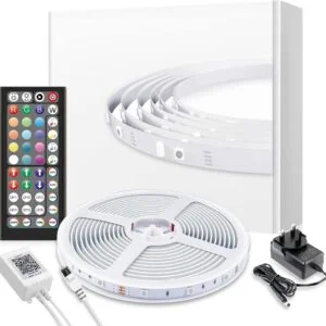 Mexllex LED Strip Lights with Remote 15m, Color Changing LED Lights for Bedroom, 5050 RGB LED String Lights with 44 Keys Remote, Music Sync Strip Lights for Home Bar TV Kitchen Party (1 roll of 15M) [Energy Class A+]