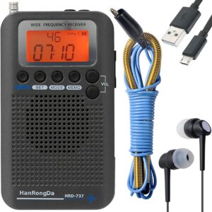 HanRongDa CB Radio Portable VHF FM AM Shortwave with Speaker and Backlit