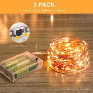 Gritin Fairy Lights Christmas Lights, [3 Pack] 100 LEDs 10m/32ft String Lights Battery Powered