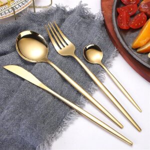 24Pcs/Set Stainless Steel Dinnerware Set Mix Gold Cutlery Set Dinner Knife Fork Coffee Spoon Tableware Kitchen Silverware Sets