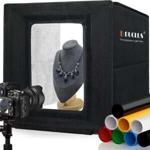 DUCLUS Light Box Photography, 16x16 inch Portable Photo Studio Box with 160 LED Dimmable Lights, 6 PVC & 2 Paper Backdrops for Product Photography. Visit the DUCLUS Store